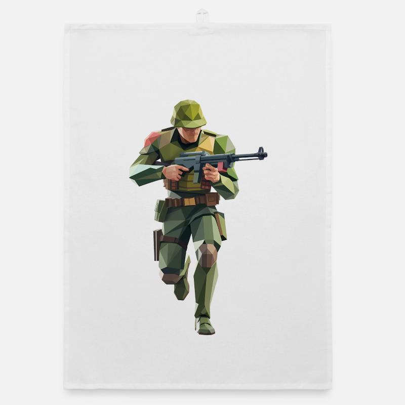 Soldat de l’armée - Logo Low Poly cool Torchon bio