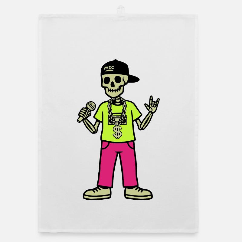 Skeleton Rapper – Mic, Chain & Neon Vibes Organic dish towel