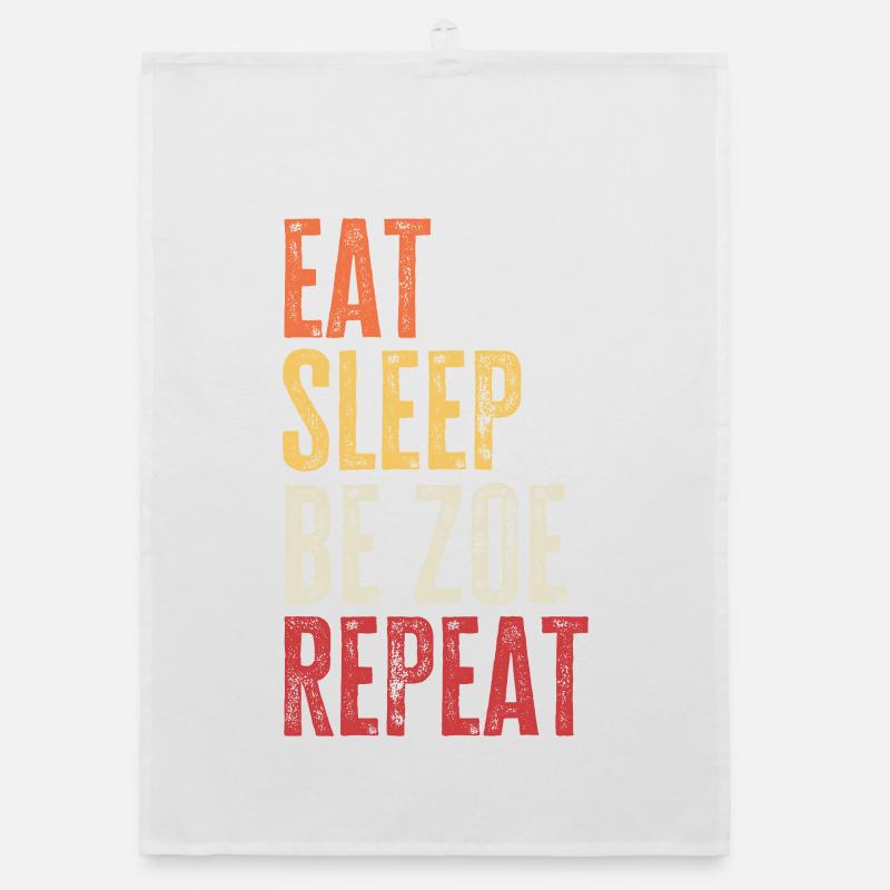 Eat Sleep Be Zoe Repeat Retro Name Organic dish towel