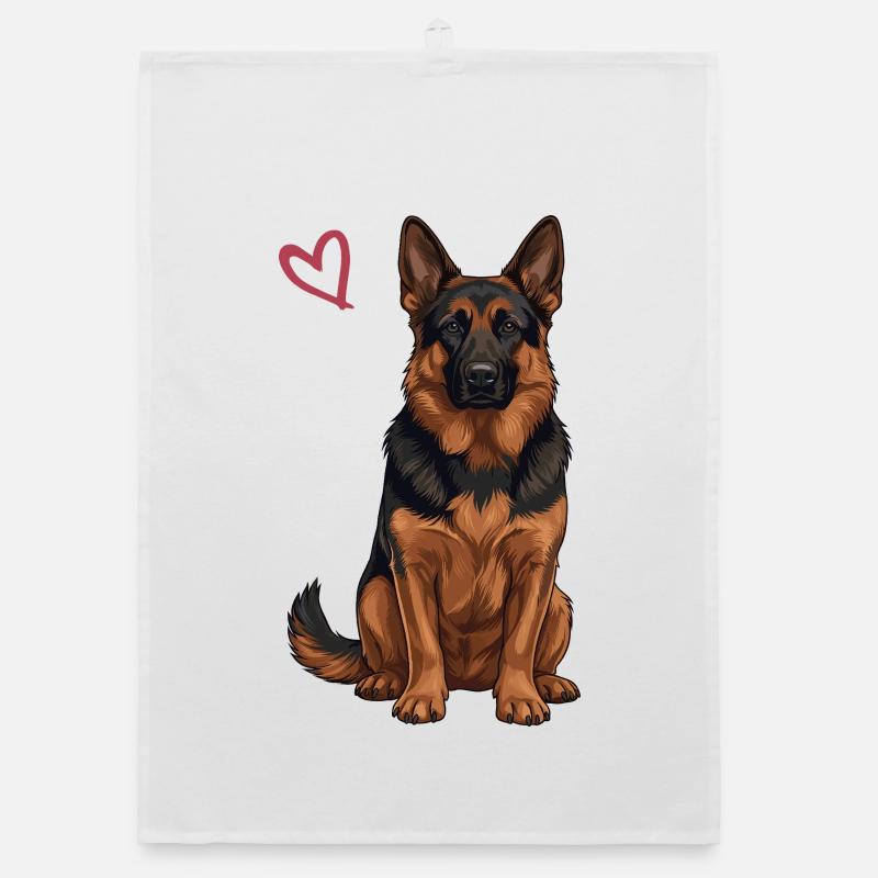 Black and Red German Shepherd Organic dish towel