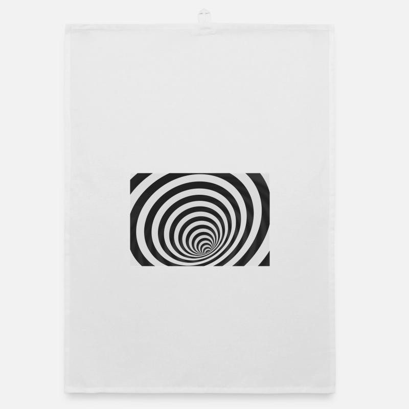 Spirale hypnotique noir et blanc - Torchon bio - blanc