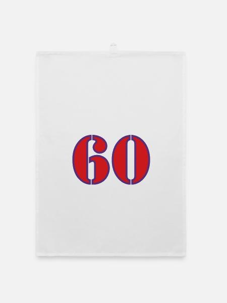 60. 60 JAHRE. 60-JÄHRIGES JUBILÄUM. 60. GEBURTSTAG. - Organic Geschirrtuch - Weiß - Vorne