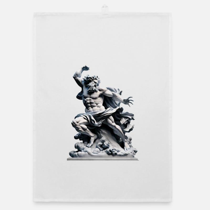 Zeus Storm Statue – Mythological Power Organic dish towel