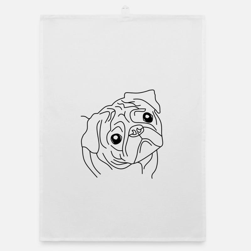 Mops Face - Der Niedliche Begleiter Organic Geschirrtuch