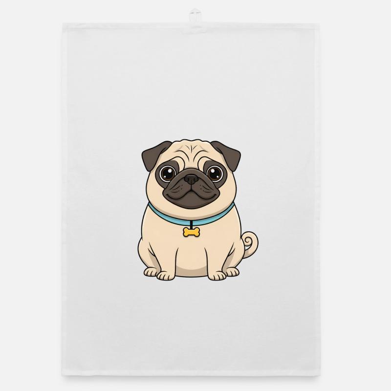 Cute Pug Organic dish towel
