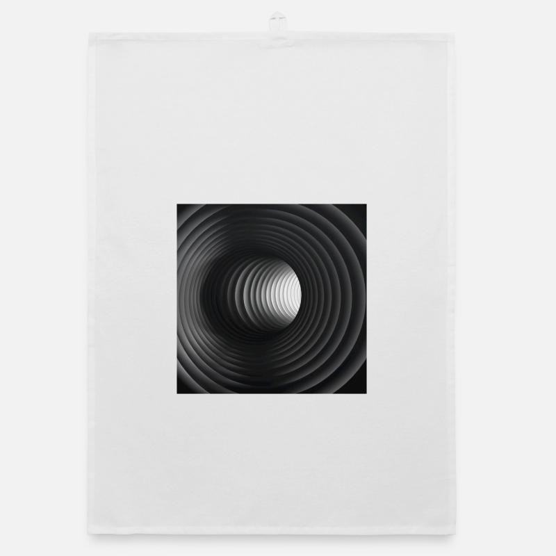 Black and white concentric tunnels Organic dish towel