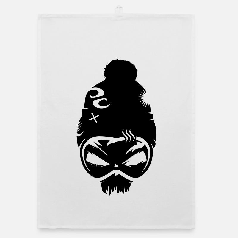 Snowboard Skull mit Snowboard Brille Organic Geschirrtuch