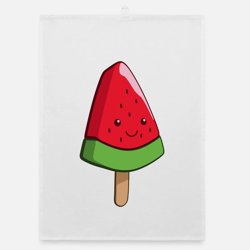 Wassermelonen Eiskunst am Stiel - Organic Geschirrtuch - Weiß