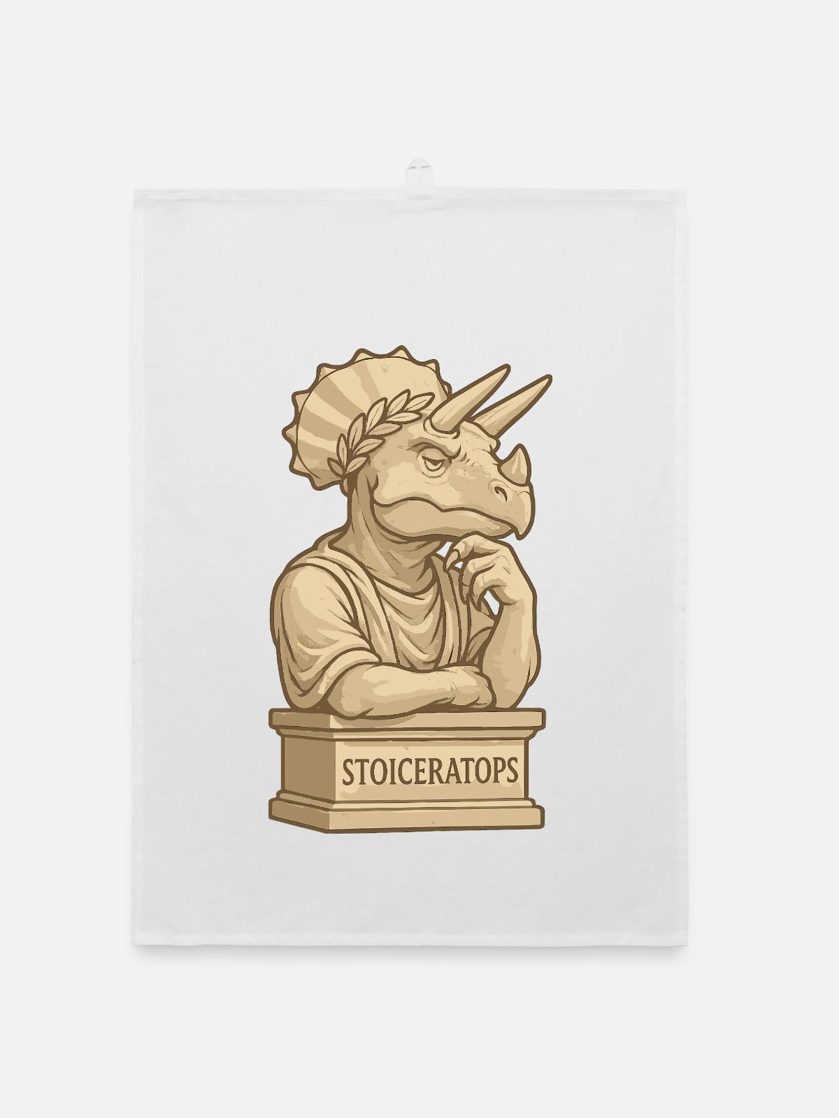 Stoiceratops - Organic dish towel - white - Front