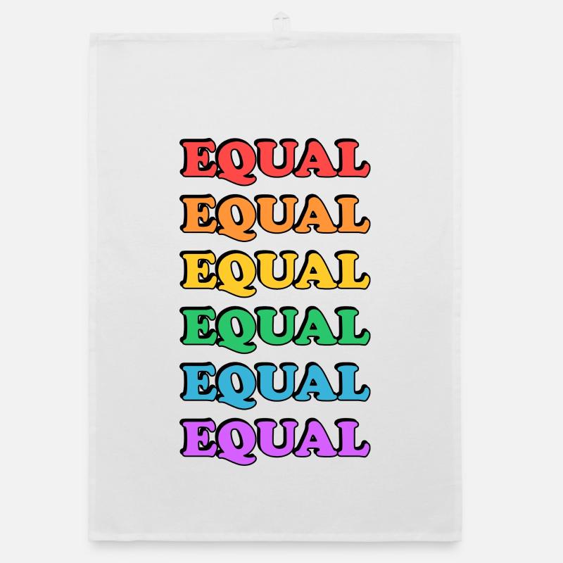 Rainbow Equality Text Organic dish towel