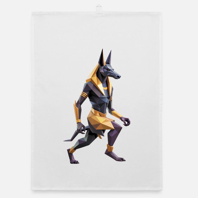Anubis - Cooles Low Poly Logo Organic Geschirrtuch