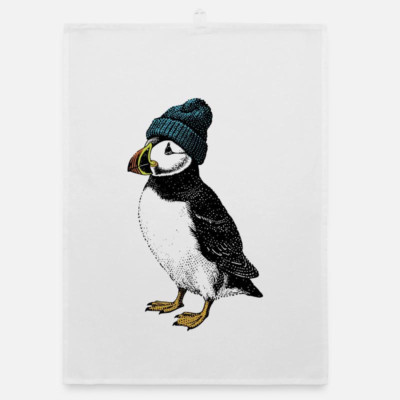 Winter Puffin Organic Geschirrtuch