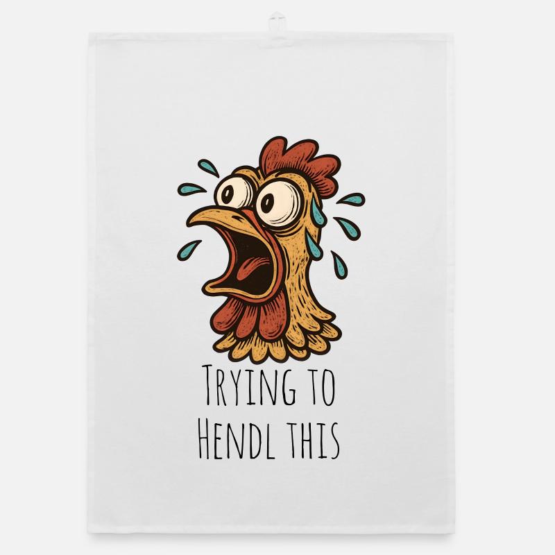 Trying to Hendl this Spruch - Organic Geschirrtuch - Weiß