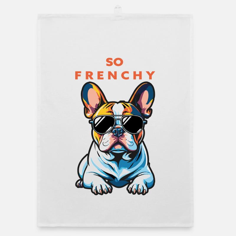 French Bulldog Pop Chic Glasses Organic dish towel