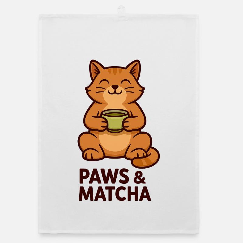 Paws & Matcha Cat Organic dish towel