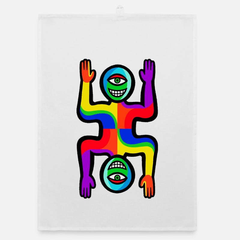 Regenbogen-Zwei-Gesichter-Figur Organic Geschirrtuch