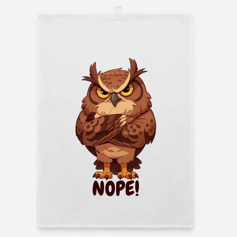 Nope! Grimmige Eule mit Attitüde Organic Geschirrtuch