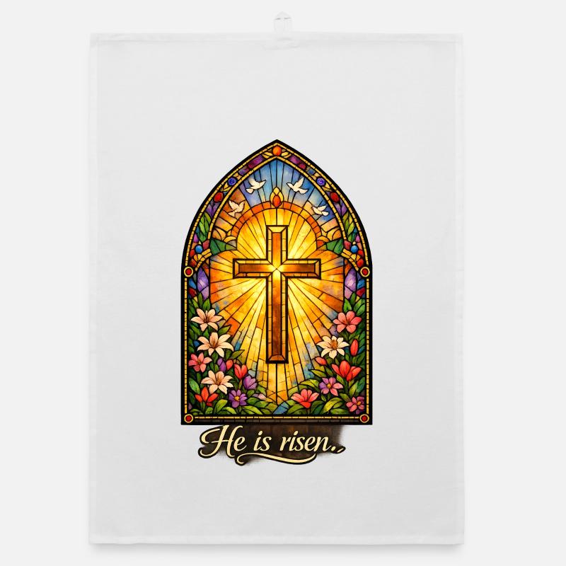 Resurrection He is Risen Easter Jesus Organic dish towel