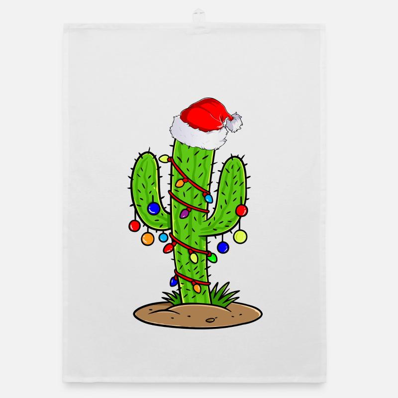 Kaktus-Weihnachtslichter Organic Geschirrtuch