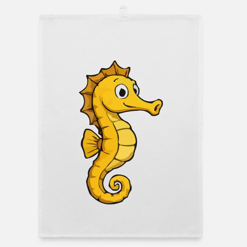 Hippocampe jaune en dessin animé Torchon bio