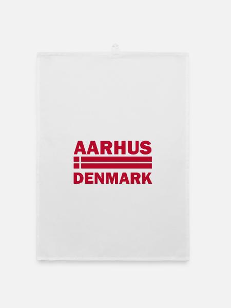 Aarhus Dänemark Stadtflagge - Organic Geschirrtuch - Weiß - Vorne