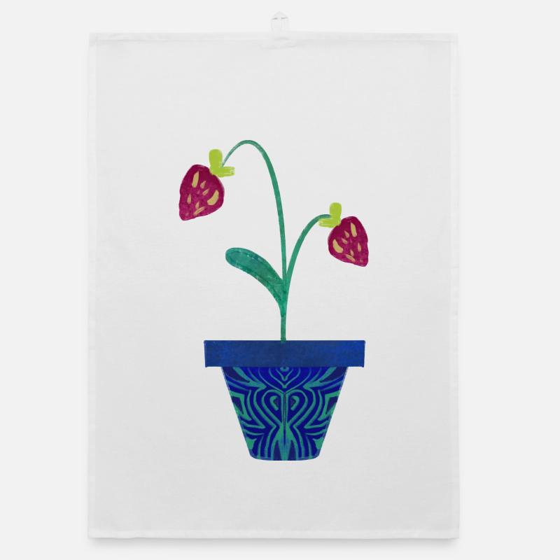 Erdbeere im Topf Organic Geschirrtuch