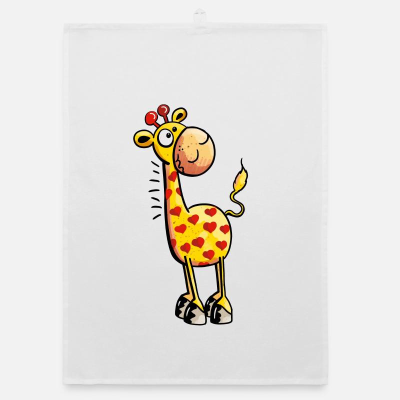 Cute Giraffe with hearts Organic dish towel