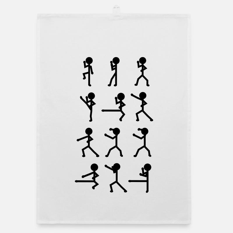 Karateka Stick Figure Organic dish towel