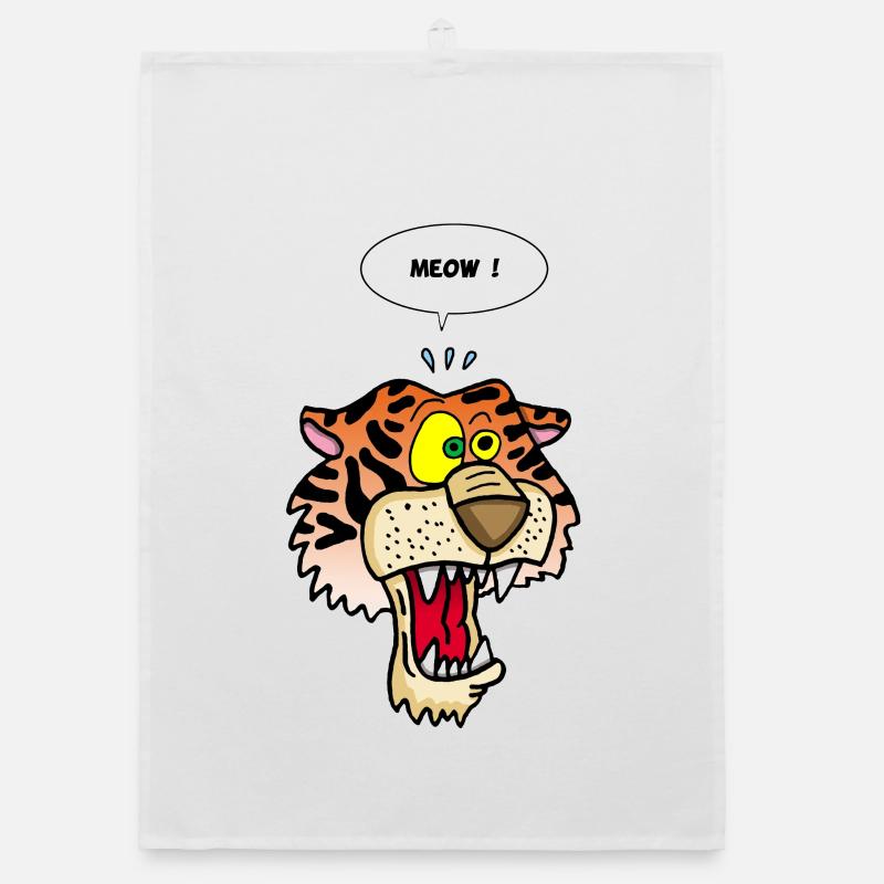 Tiger meowing Organic dish towel