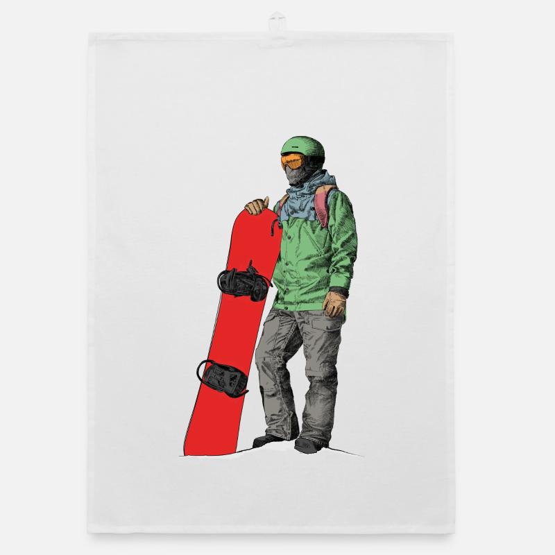 Adventurous snowboarder Organic dish towel