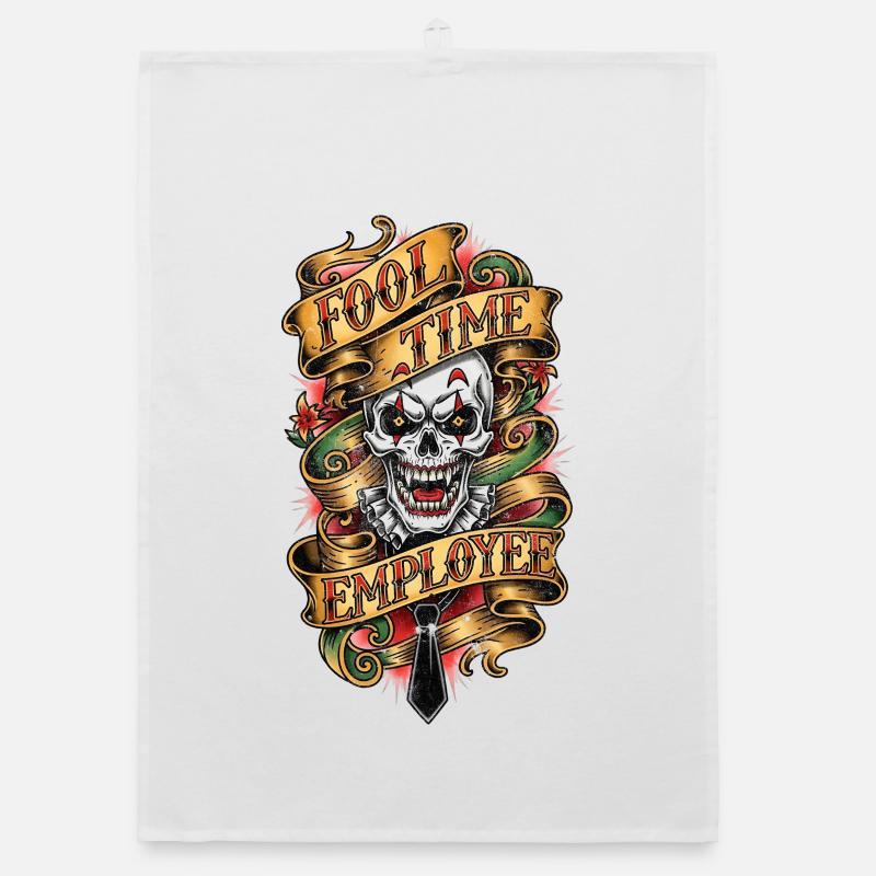 Fool Time Employee Skull Organic dish towel