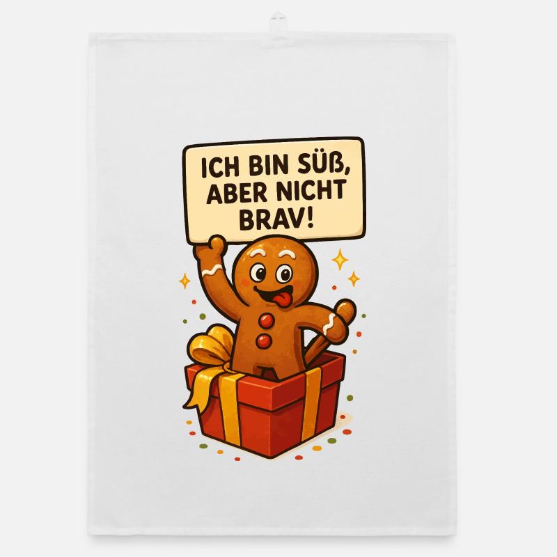 Cute gingerbread man in a gift Organic dish towel
