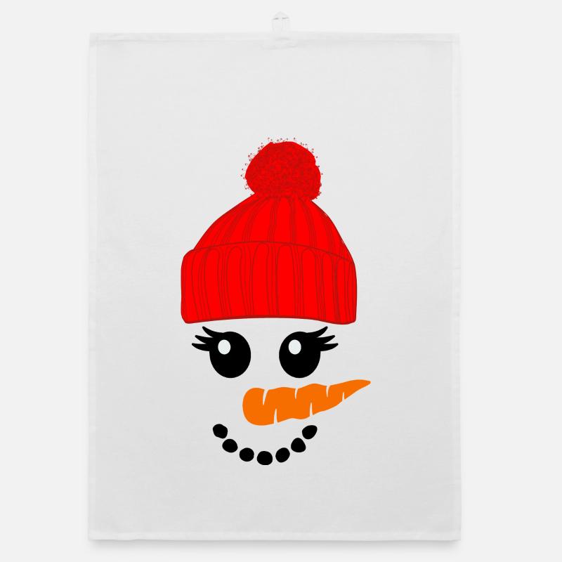 Snowman in a red hat Organic dish towel