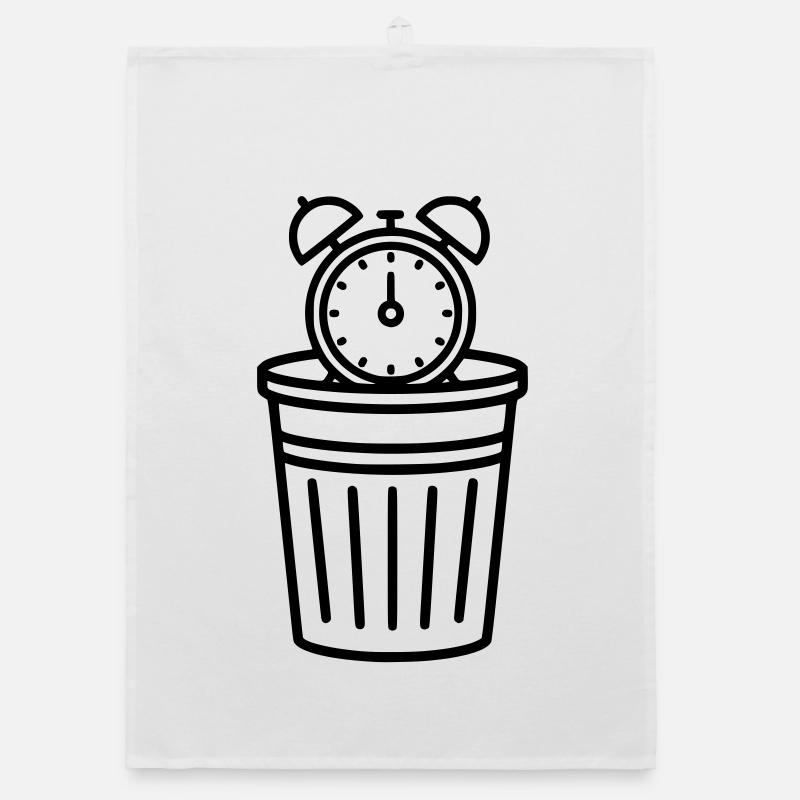Alarm clock in the trash can time Organic dish towel