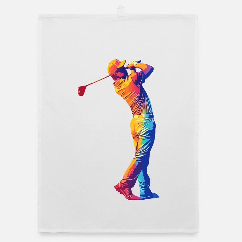 Regenbogen Golfer Swing Organic Geschirrtuch