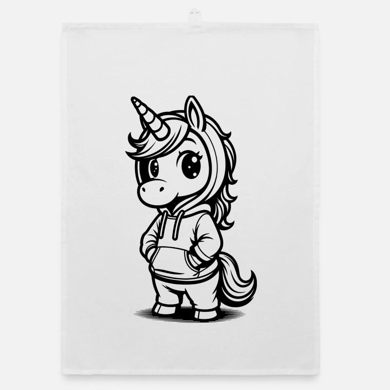 Chibi Licorne en sweat à capuche Torchon bio