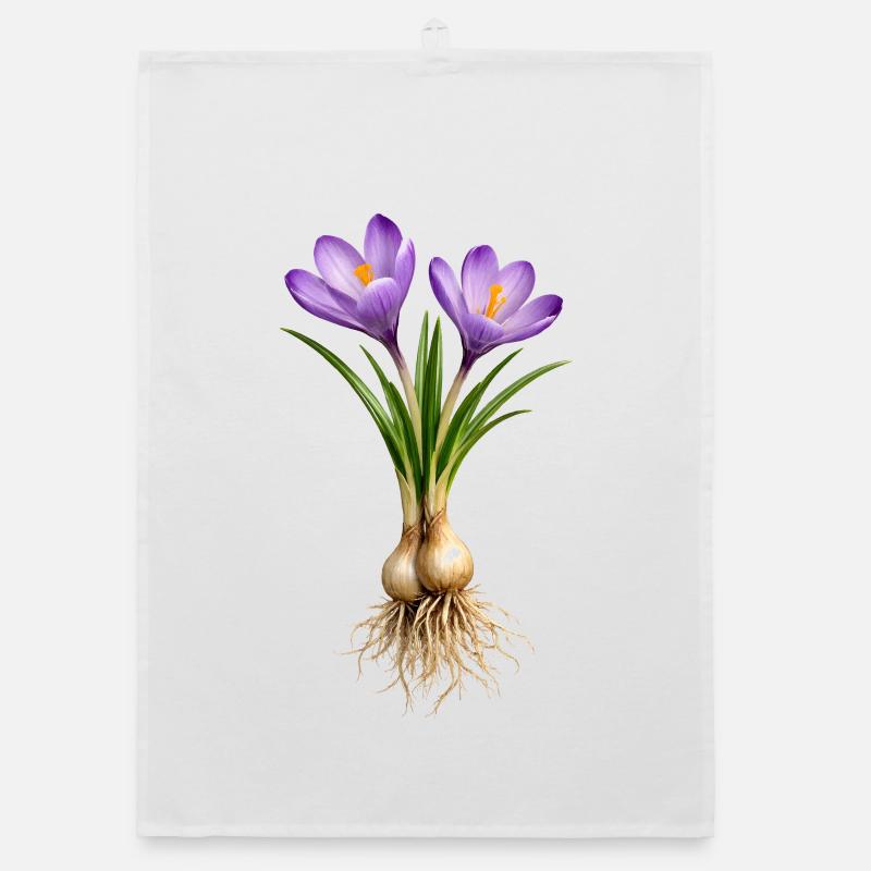 Crocuses with bulbs and roots Organic dish towel