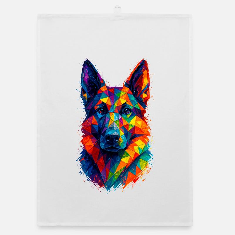 German Shepherd Geometric Art Organic dish towel