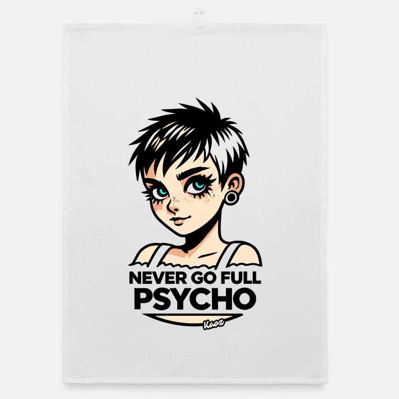 Never Go Full Psycho Portrait Tee Organic dish towel