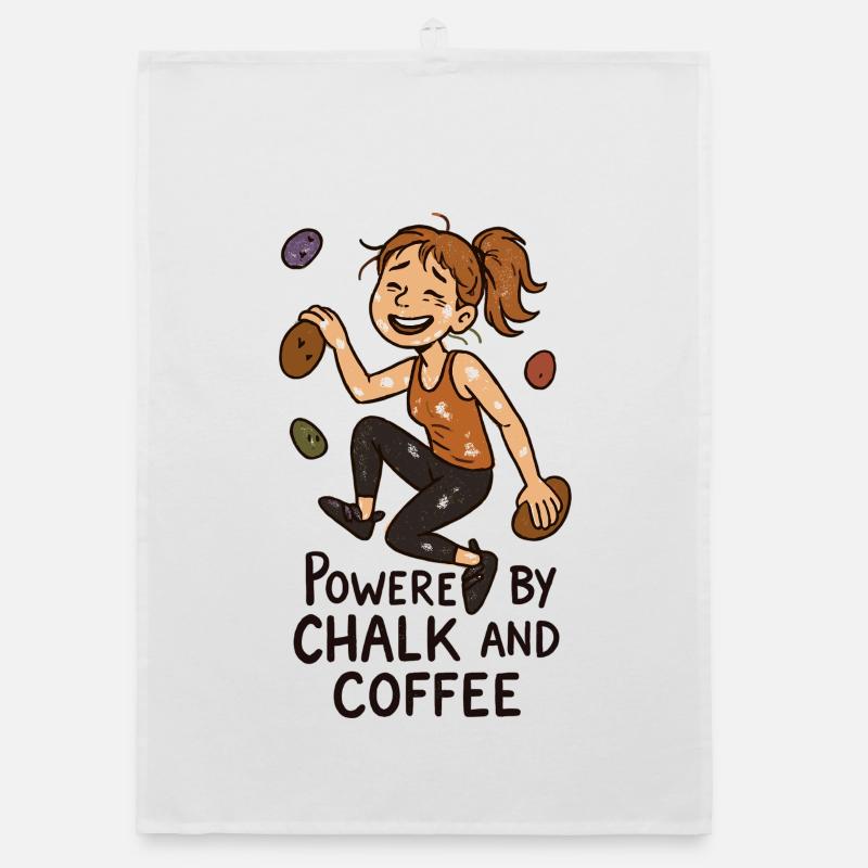Bouldering, Chalk & Coffee: Tired Climber Comic Organic dish towel