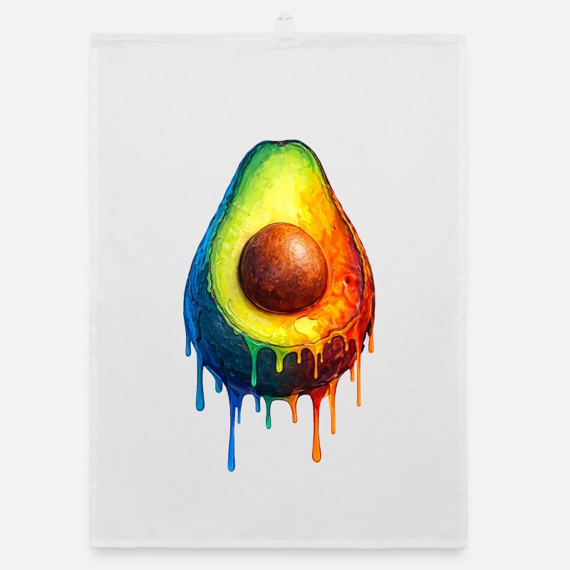 Avocado with a colorful gradient Organic dish towel