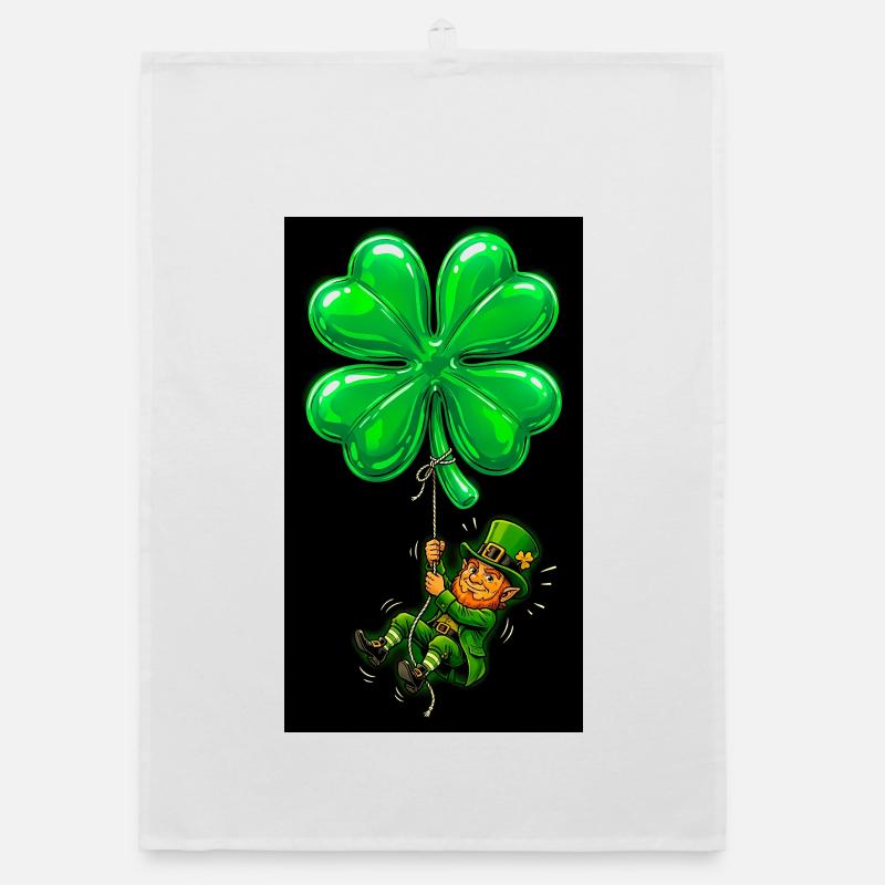 Leprechaun irlandais d’Irlande avec trèfle à quatre feuilles Torchon bio