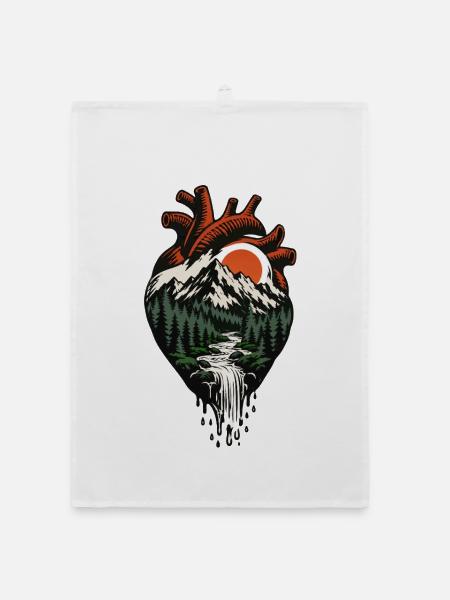 Heart Mountains Forest River Natur-Abenteuerlager - Organic Geschirrtuch - Weiß