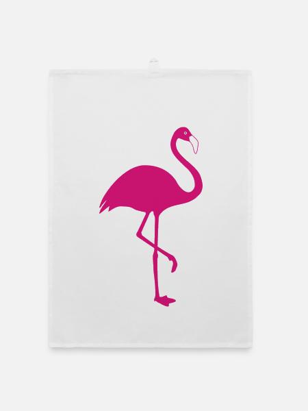 Flamingo pink Sommer Sonne Strand - Organic Geschirrtuch - Weiß - Vorne