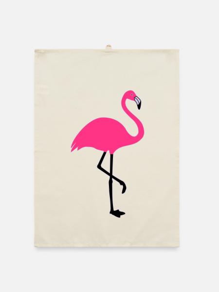 Flamingo Sommer Sonne Strand - Organic Geschirrtuch - Natur - Vorne