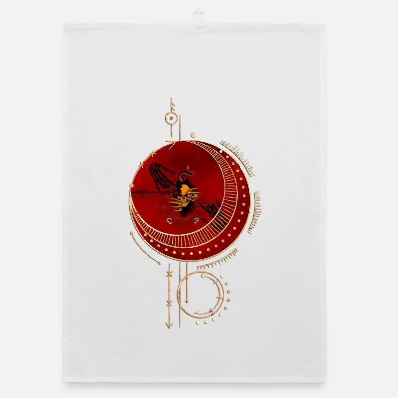 Gruseliger Schädel schaut durch ein Loch Organic Geschirrtuch