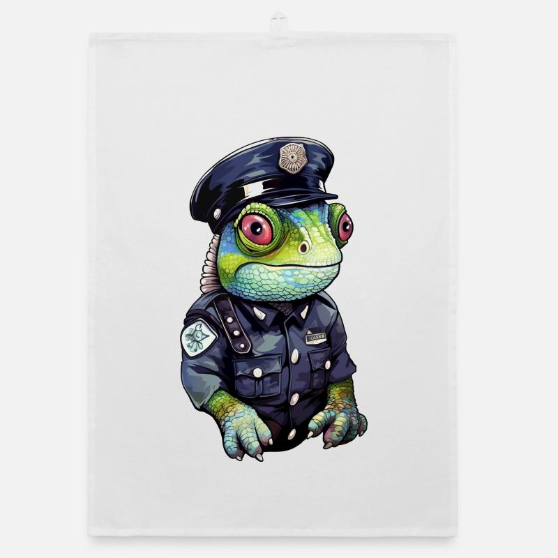 Chameleon Policewoman Organic dish towel
