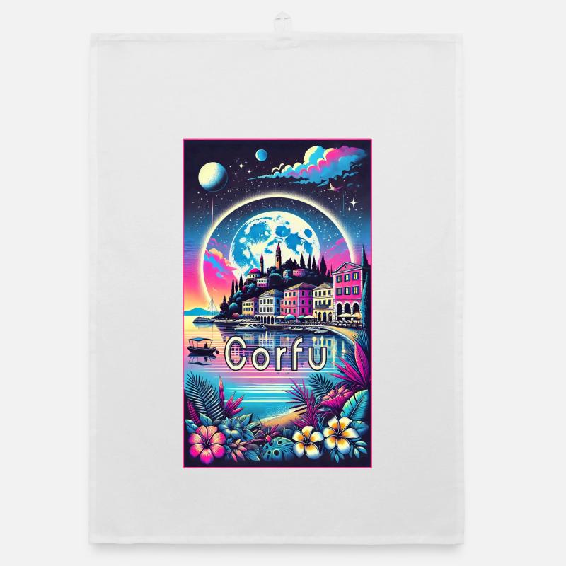 Design de vacances à Corfou en Grèce Torchon bio