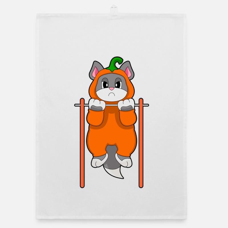 Chat Halloween Musculation Torchon bio