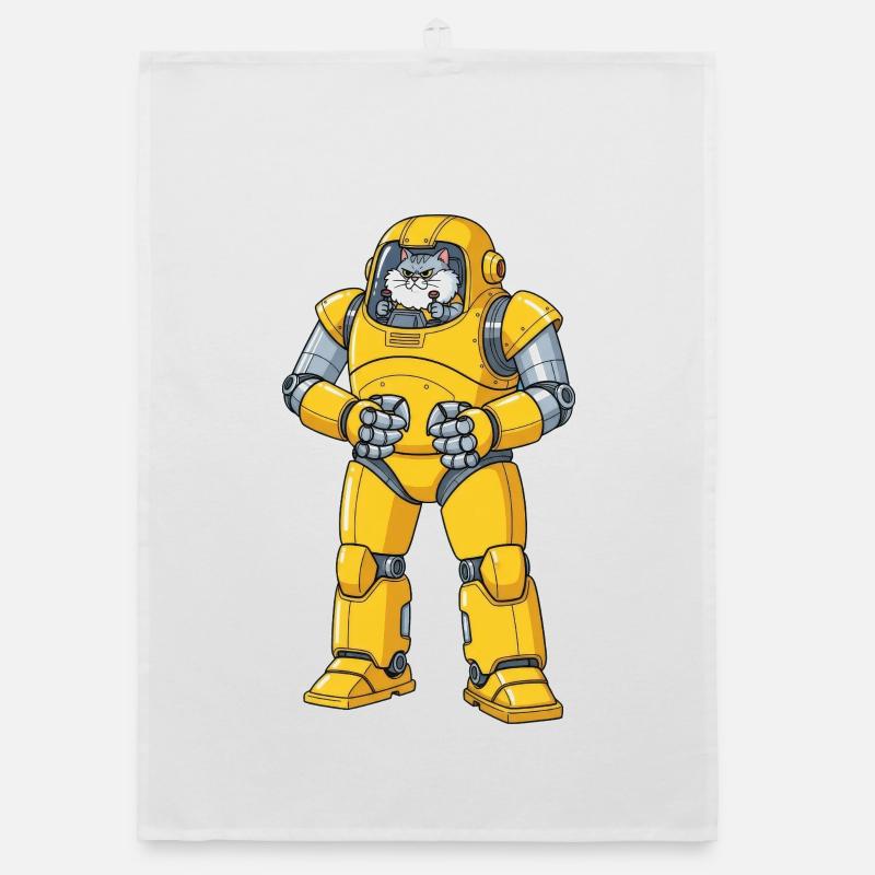 Funny Cat Robot Cyborg Technology Cartoon Organic dish towel